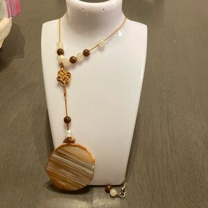 Agate Long Necklacee Pendant